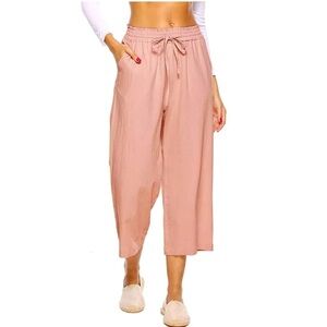 NWOT 100% Linen Size Small Dusty Rose Crop Pants
